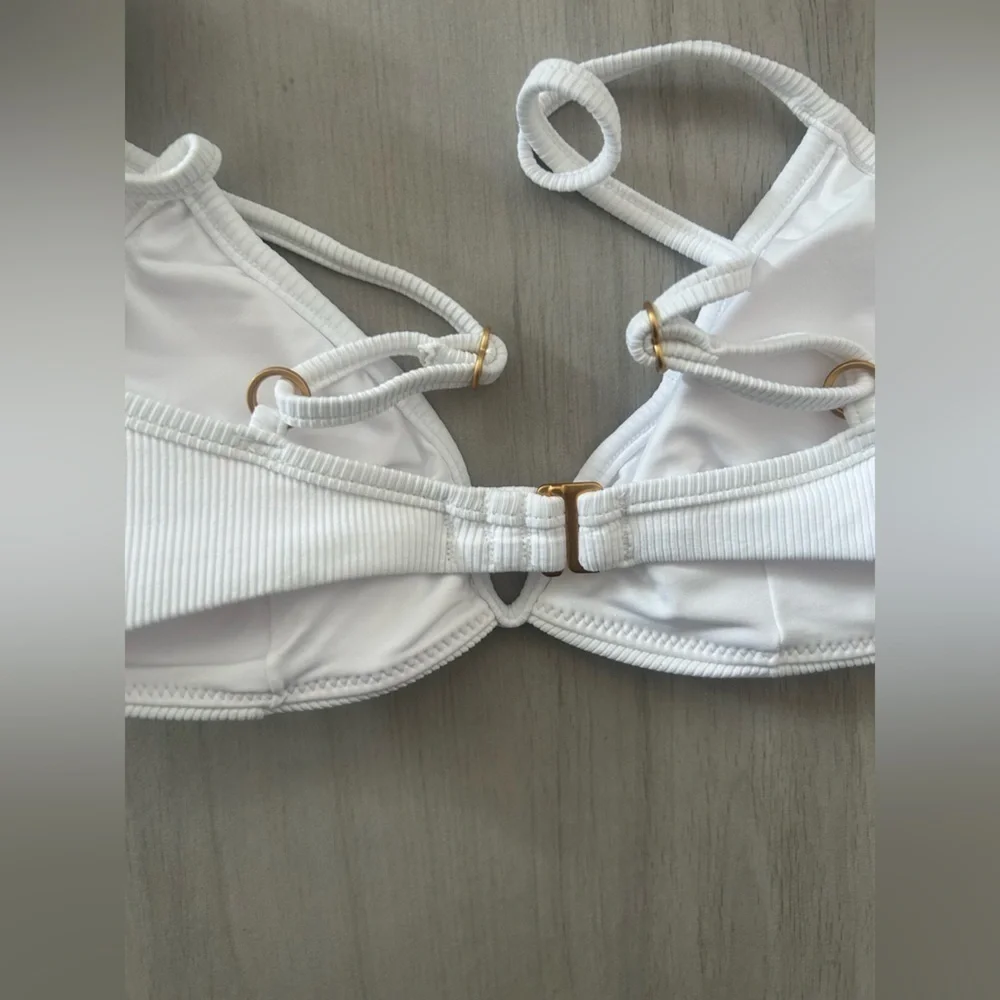 L*Space Ribbed Helena Bikini Top in White Size S